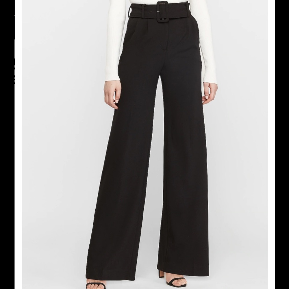 EXPRESS High waisted belted wide leg pants 2 pair
